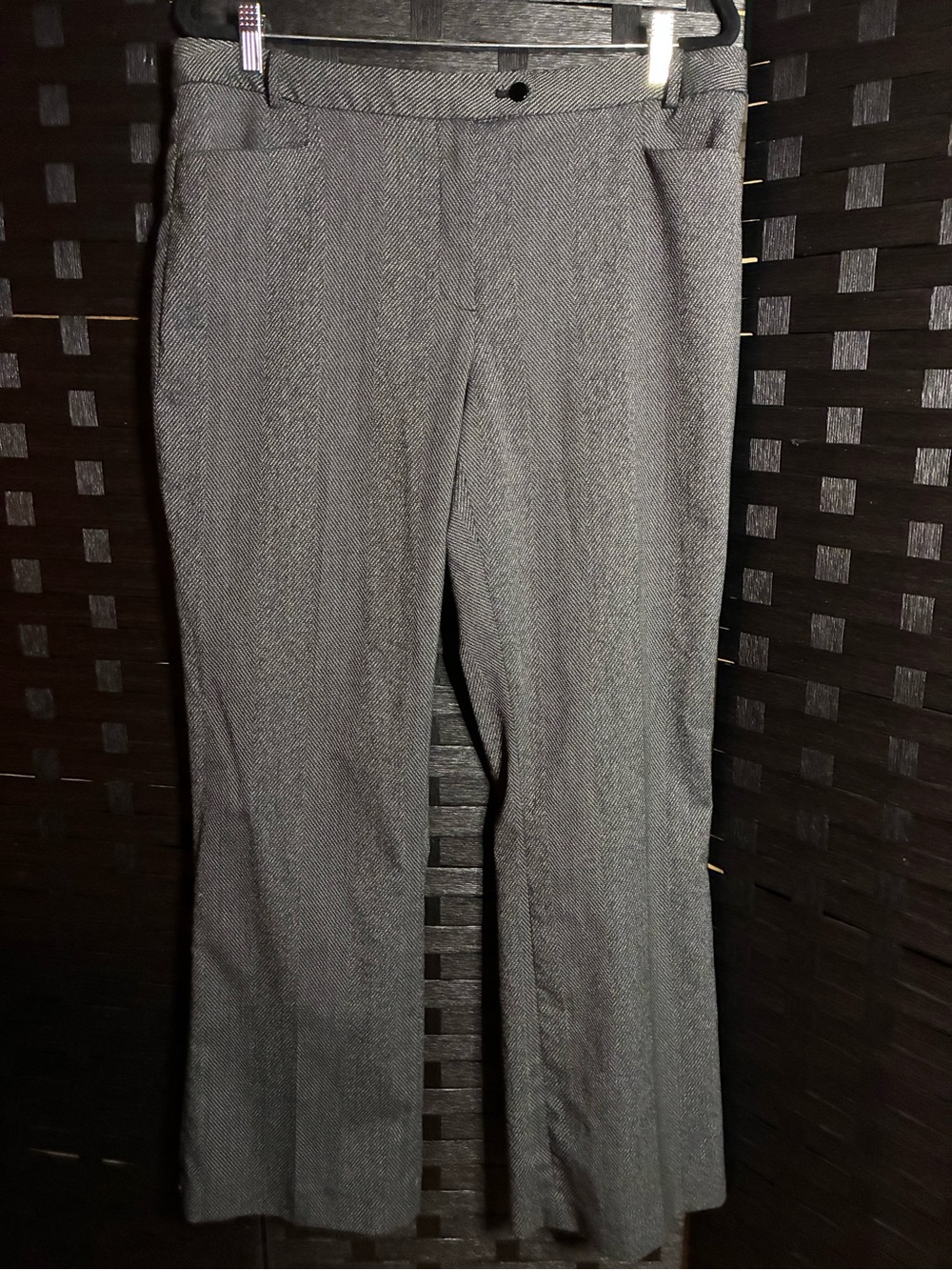 Calvin Klein Charcoal Gray Herringbone Trousers